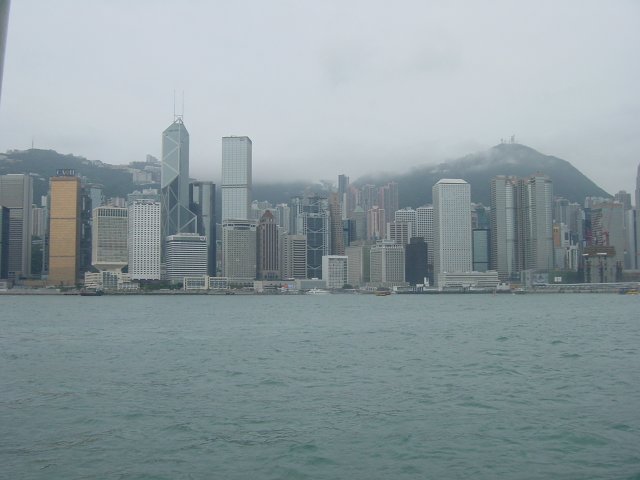 Hong Kong Island, foggy Victoria Peak at the back