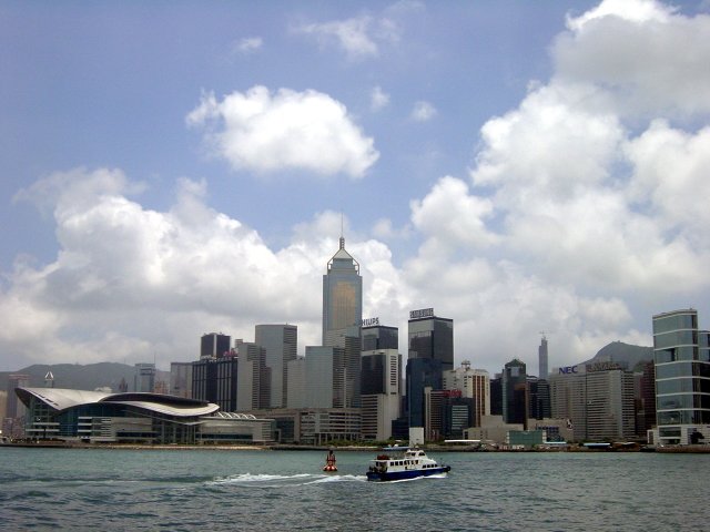 Stretch of water, Convention Centre on HK island