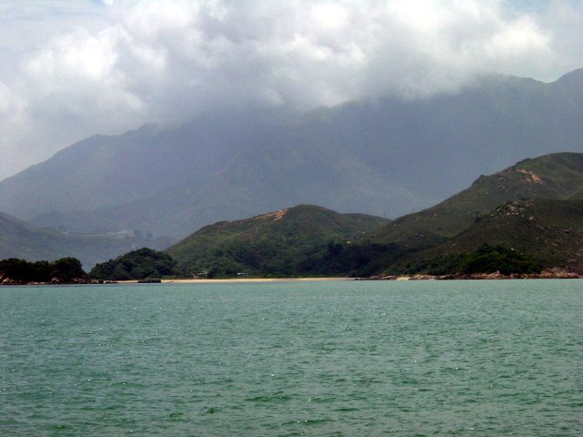 Small beach viewed from the ferry boat