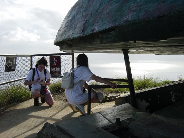 Christelle and Caroline squatting to return
