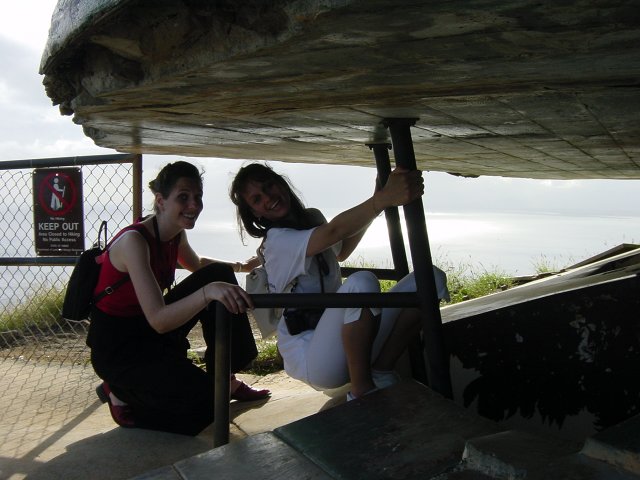 Coralie and Caroline squatting to return