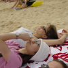 Caroline Saeko and a bit of myself, lying on the beach
