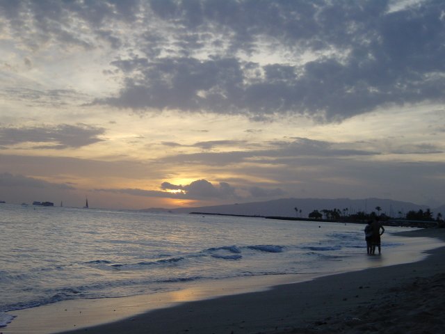 Sunset on Waikiki beach