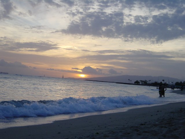 Sunset on Waikiki beach
