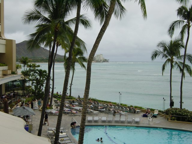 View from the Sheraton on the pool, the ocean and Diamond Head