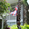 Tiki at the entrance of our hotel