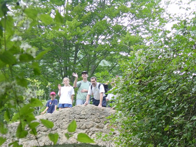 Thomas, Audrey, Steph and Daniel on the bridge