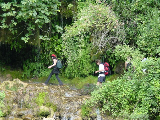 Nearly under the cascade: Wendy, Max