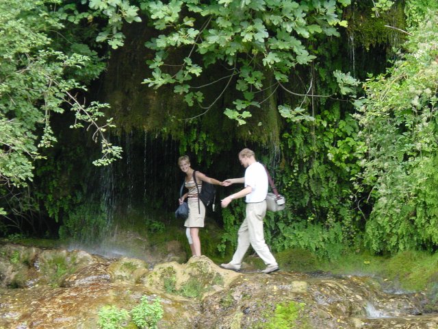 Nearly under the cascade: Annemieke and Bert