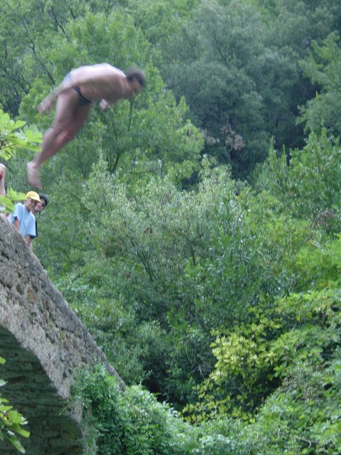 Daniel diving from the bridge