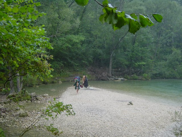Heavy rain on the Siagne: Thomas, Gerard, Marie-Claire and Pierre packing up