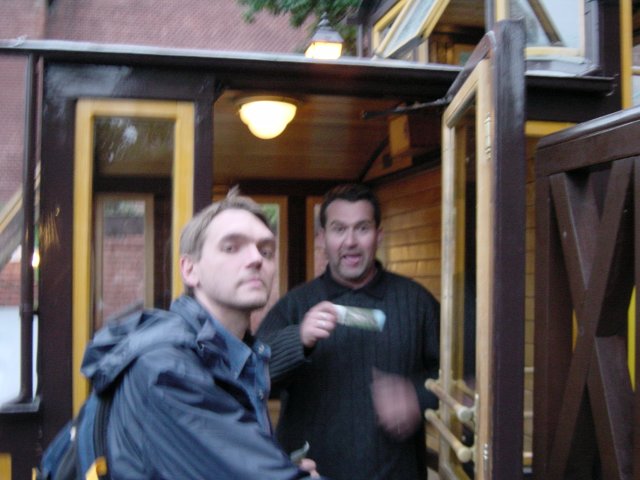 Max and Daniel nearly in the funicular cabin