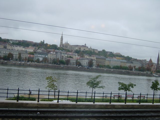 View on the Duna (Danube) and cathedral from the lunch room of the Academy of Science