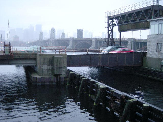 Lock gate and bridges over the Charles