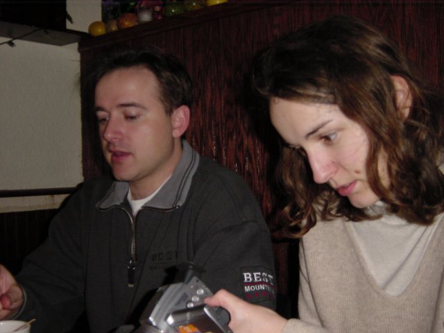 Yves and Carine (fiddling with her camera)