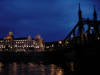 Twilight on the Dinner Cruise: bridge, water, illuminated building