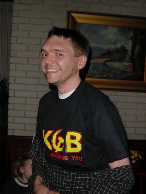 Maxf showing is "KGB still watching you" t-shirt