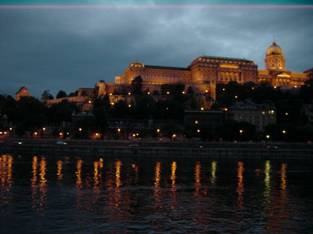 Dinner cruise on the Danube: view on the illuminated castle