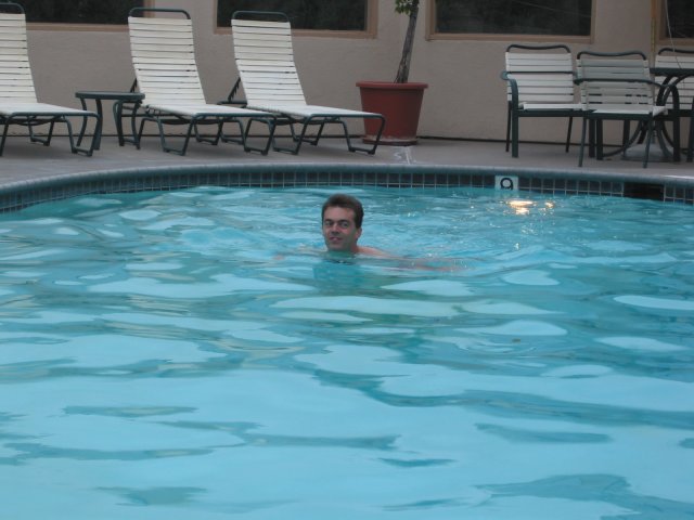 Steph in the hotel pool