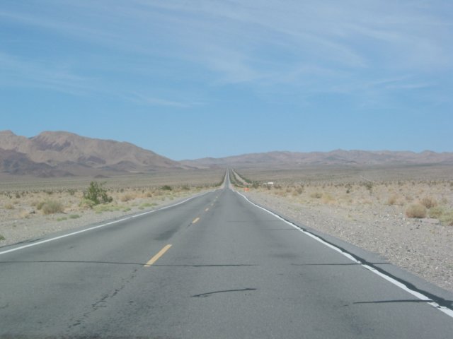 Straight road in the middle of the desert