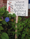 Sign reading "where doggie goes... nothing grows"