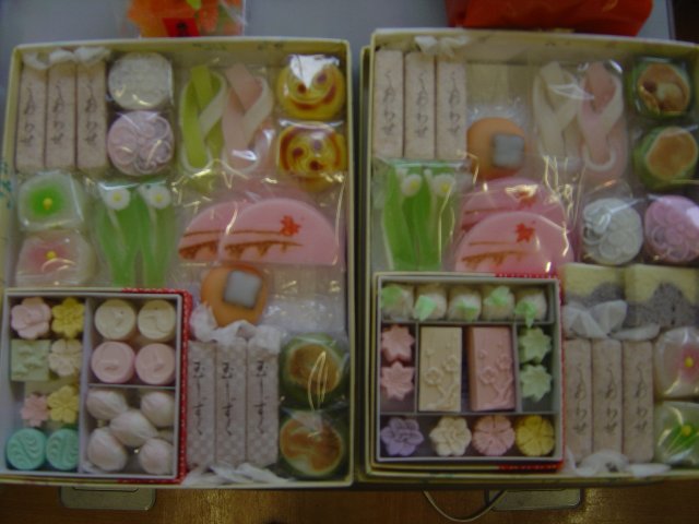 Two boxes of japanese sweets