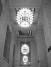 Chandeliers and ceiling windows in Grand Central Terminal