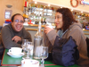 in a cafe: Shadi (always laughing, that one), Karima