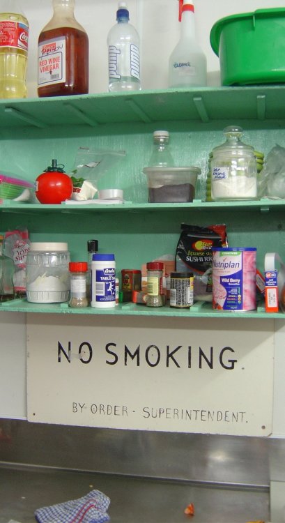 Kitchen at Napier Prison Backpacker: "No smoking - by order - Superintendent"