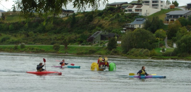 Joel, Nicolas and Fabrice in canoes