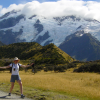 Coralie (leaping cheerfully?) in Mt Cook National Park