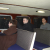 In the water taxi: Amy van der Hiel, Dan Brickley, Dean Jackson