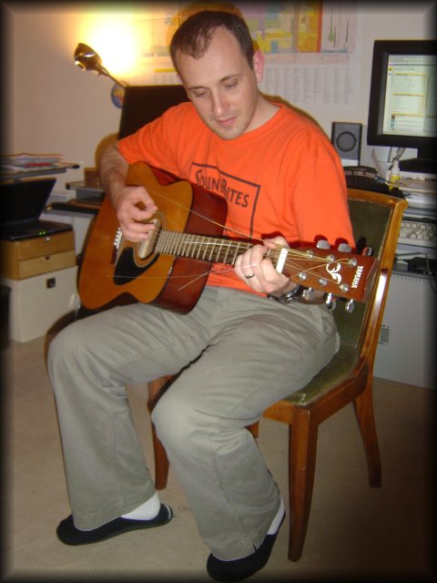 Hugo playing guitar (he'll be embarassed his sleepers show, I'm sure)