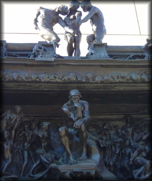 The top of "Gates of Hell", Auguste Rodin, exhibition at Center of Visual Arts, Stanford, CA