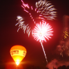 Glowing balloon and fireworks
