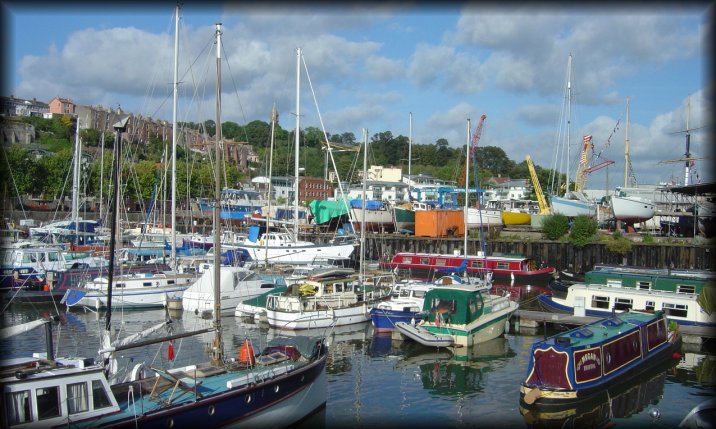 Bristol harbour (Background: Clifton --left, Cabot Tower --right)