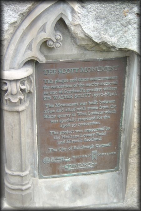 Scott Monument plaque