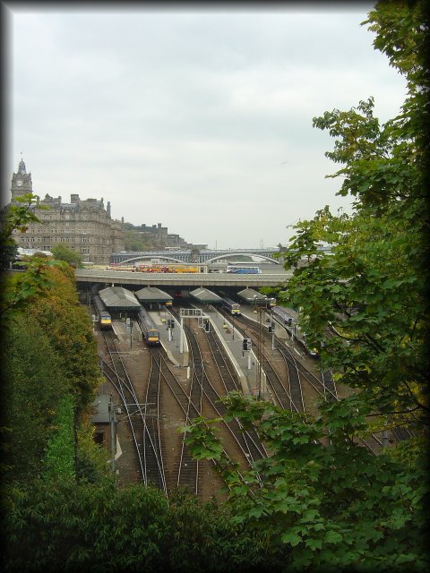 Waverley station and Balmoral Hotel on the left
