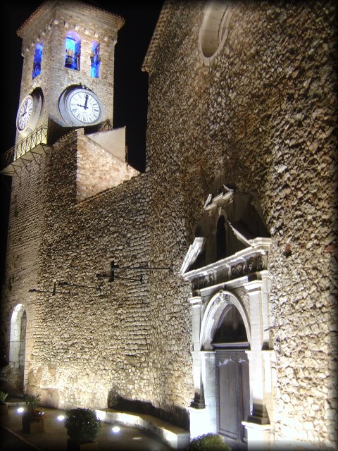 the well-lit church in the quarter of le suquet, Cannes, FR