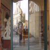Near Piazza Santa Maria Novella, ericP and my distorted reflections in a window, Firenze