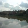 L'Arno, bridge, buildings, clouds, Firenze