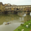 Il Ponte Vecchio, l'Arno, rowing boat, Firenze