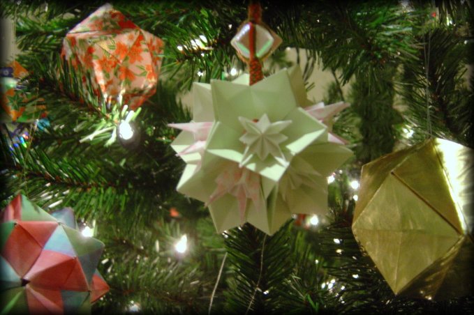 Christmas tree decorated with origami