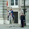 Horse-mounted and standing guards at the entrance of Palacio Real