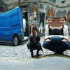 Distortion mirror, Camera Obscura. Little Coco and two-headed tall Alex