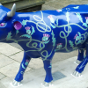 The cow parade was in Edinburgh. This one features a very scottlish thistle decoration.