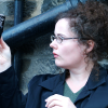 Sitting at the terrace of Maxie's near Grassmarket. Amy taking a photo. This is serious business ;)