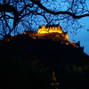 Edinburgh Castle at dusk, from Saint-Cuthbert Cemetery.