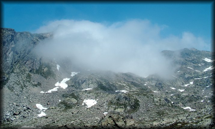 A cloud made itself comfortable on top of the mountain in front of us