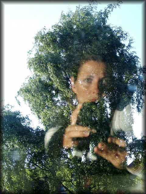 It's almost 8 p.m. and the sun is still high in the sky. As I was looking out the window I noticed my reflection.
